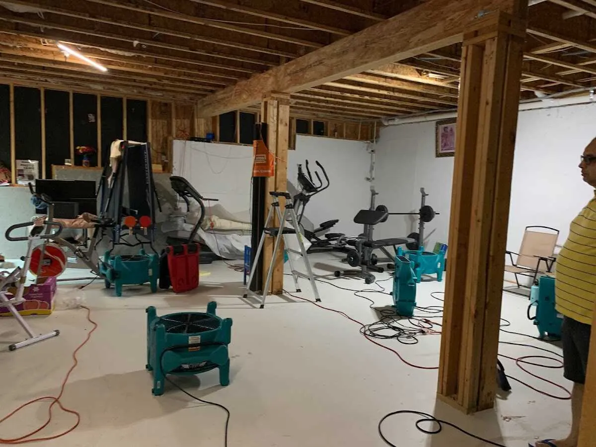 Basement drying equipment setup for Structural Drying in Shoreview